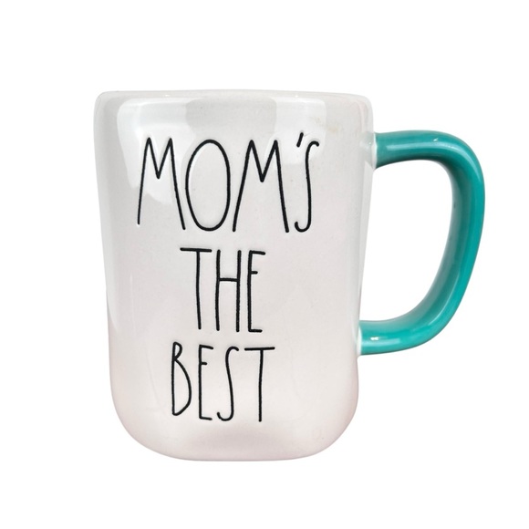 Rae Dunn “Mom’s the Best” coffee mug, tea cup, cream, teal accent Mother’s Day - Picture 3 of 7